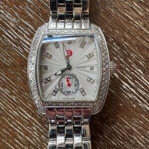 Michele Silver Diamond Watch